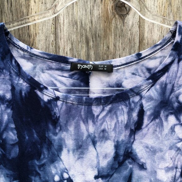 Thanth Collection of Style Blue Tie Dye Print Tunic Top Medium - Picture 3 of 8